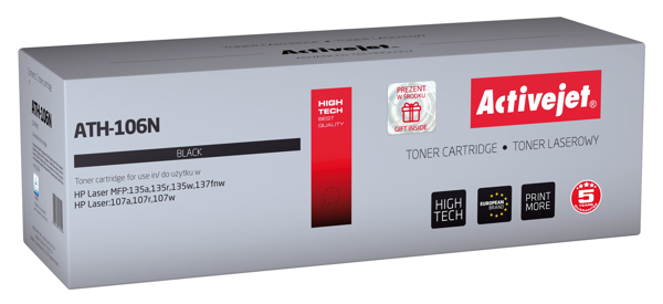 Kép Activejet Toner tintapatron cartridge ATH-106N (for HP printer, HP 106A W1106A compatible, supreme, 1000p, black)