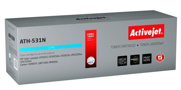 Kép Activejet ATH-531N Toner tintapatron for HP CC531A / Canon CRG-718C cyan