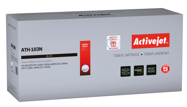 Kép Activejet ATH-103N toner replacement HP 103A W1103A, Compatible, page yield: 2500 pages, Printing colours: Black. 5 years warranty.