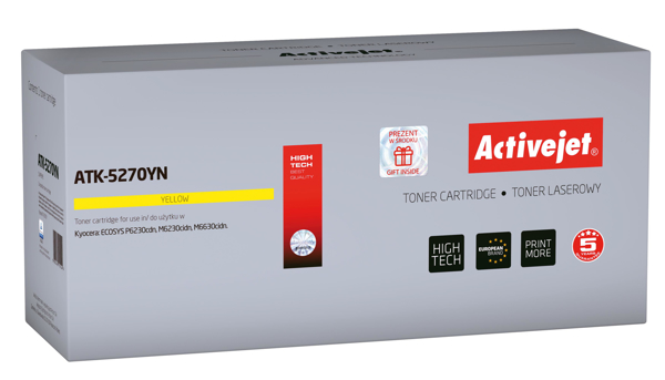 Kép Activejet ATK-5270YN toner replacement Kyocera TK-5270Y, Compatible, page yield: 6000 pages, Printing colours: Yellow. 5 years warranty