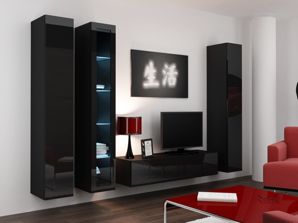 Kép Cama Living room cabinet set VIGO 15 black/black gloss
