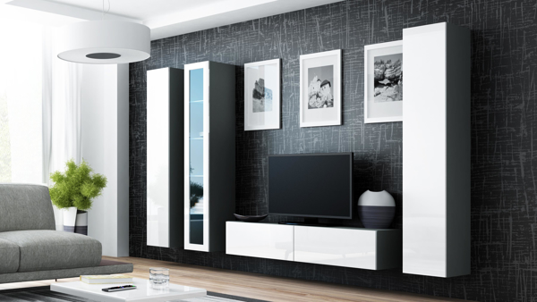 Kép Cama Living room cabinet set VIGO 15 grey/white gloss