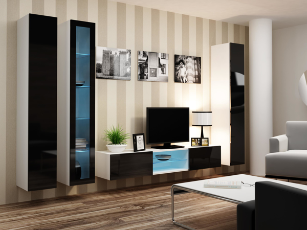 Kép Cama Living room cabinet set VIGO 17 white/black gloss