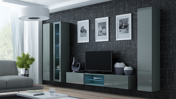 Kép Cama Living room cabinet set VIGO 17 grey/grey gloss
