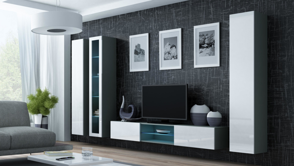 Kép Cama Living room cabinet set VIGO 17 grey/white gloss