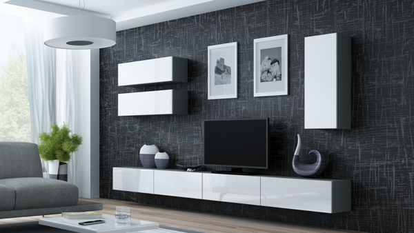 Kép Cama Living room cabinet set VIGO 13 grey/white gloss