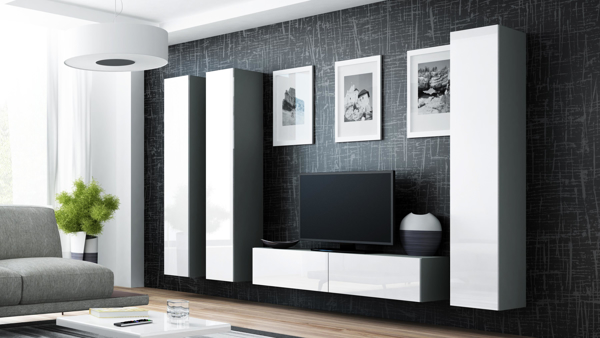 Kép Cama Living room cabinet set VIGO 14 grey/white gloss