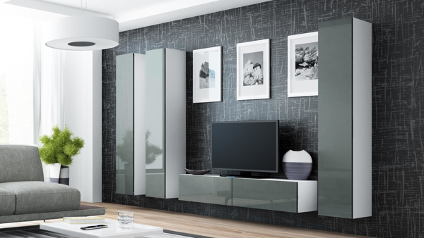 Kép Cama Living room cabinet set VIGO 14 white/grey gloss