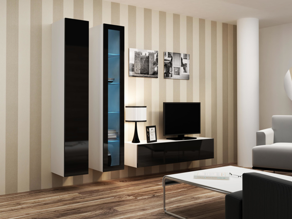 Kép Cama Living room cabinet set VIGO 10 white/black gloss