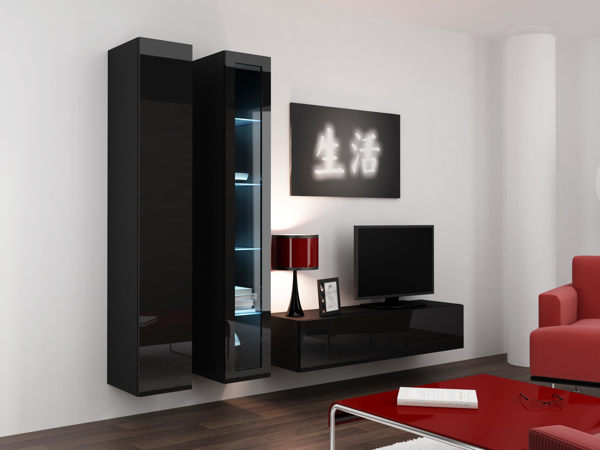 Kép Cama Living room cabinet set VIGO 10 black/black gloss