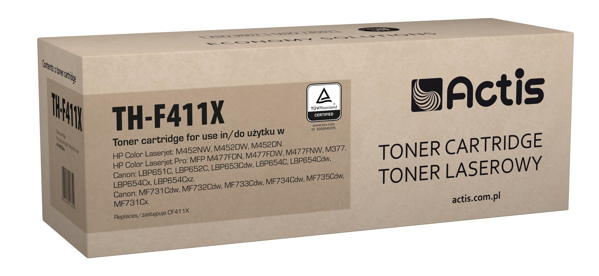 Kép Actis TH-F411X toner replacement HP 410X CF411X, Compatible, page yield: 5000 pages, Printing colours: Cyan. 5 years warranty.