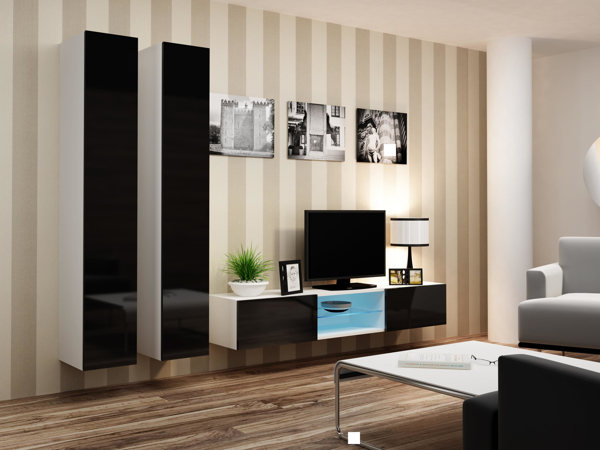 Kép Cama Living room cabinet set VIGO 19 white/black gloss
