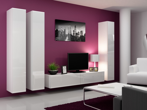 Kép Cama Living room cabinet set VIGO 1 white/white gloss
