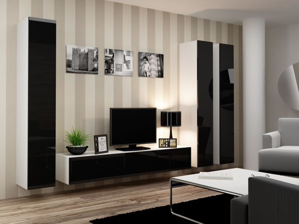 Kép Cama Living room cabinet set VIGO 1 white/black gloss