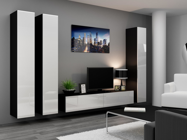 Kép Cama Living room cabinet set VIGO 1 black/white gloss