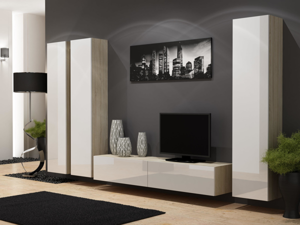 Kép Cama Living room cabinet set VIGO 1 black/sonoma gloss