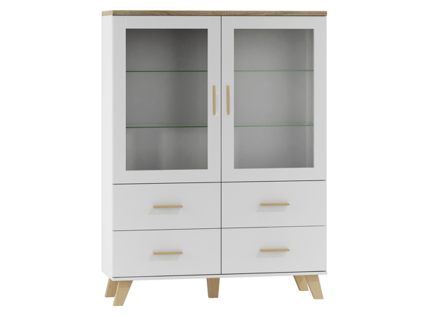 Kép Cama display cabinet LOTTA 2D4D white + sonoma oak