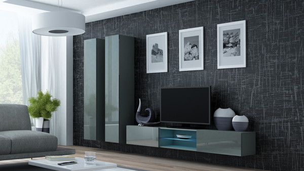 Kép Cama Living room cabinet set VIGO 19 grey/grey gloss