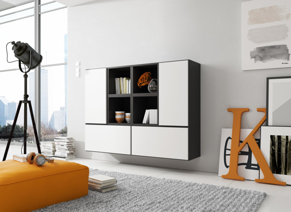 Kép Cama living room furniture set ROCO 19 (4xRO3 + 4xRO6) black/black/white