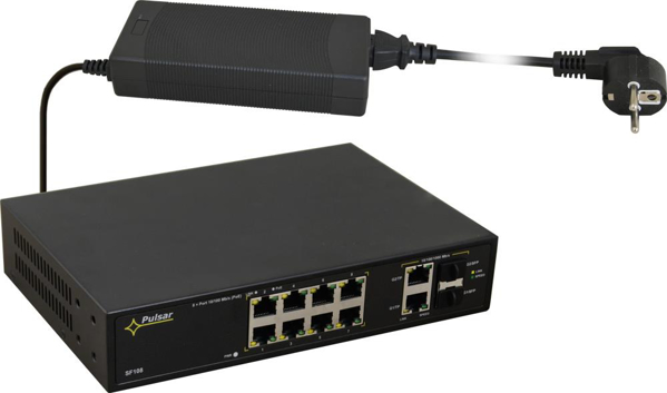 Kép PULSAR SF108 network switch Managed Fast Ethernet (10/100) Power over Ethernet (PoE) Black