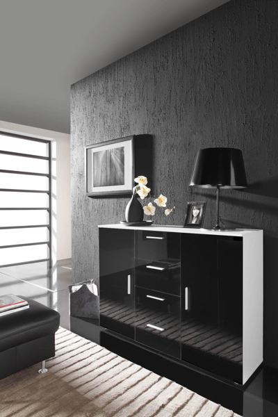 Kép Cama living room sideboard UNI BLACK white/black gloss