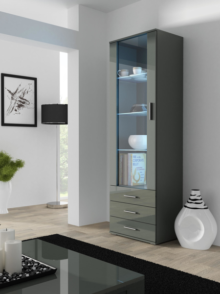 Kép Cama display cabinet SOHO S1 grey/grey gloss