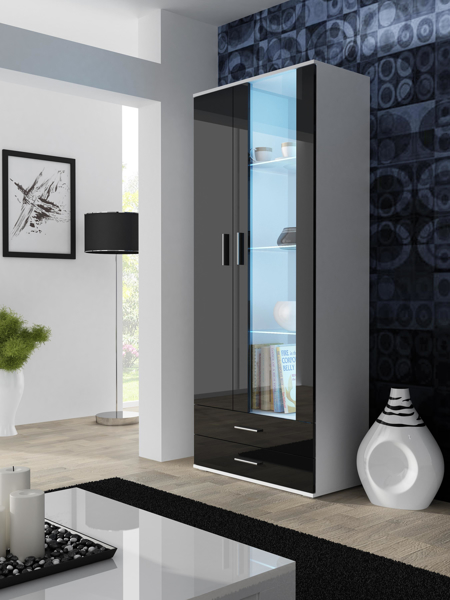 Kép Cama display cabinet SOHO S6 2D2S white/black gloss