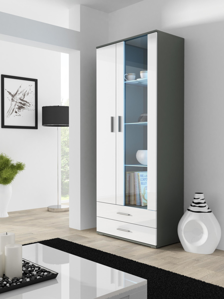 Kép Cama display cabinet SOHO S6 2D2S grey/white gloss