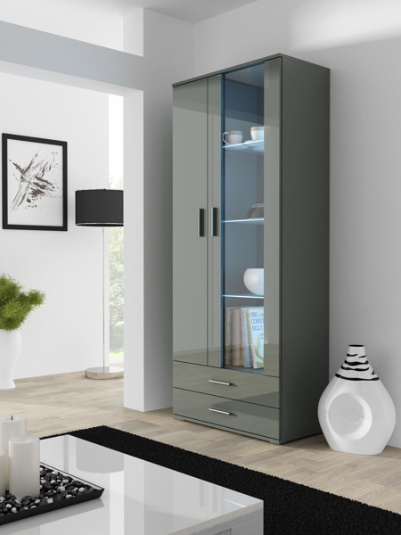 Kép Cama display cabinet SOHO S6 2D2S grey/grey gloss
