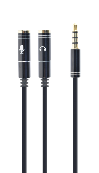 Kép Gembird Adapter audio microphon 3.5mm mini Jack/4PIN/0. audio cable 0.2 m 2 x 3.5mm Black
