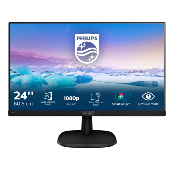 Kép Monitor Philips 243V7QDAB/00 (23,6, IPS/PLS, 1920 x 1080, HDMI, VGA, black color) 