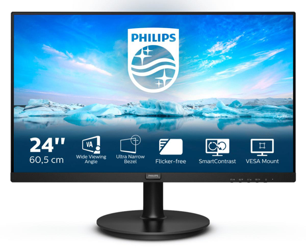Kép Philips V Line 241V8L/00 LED display 60.5 cm (23.8) 1920 x 1080 pixels Full HD Black