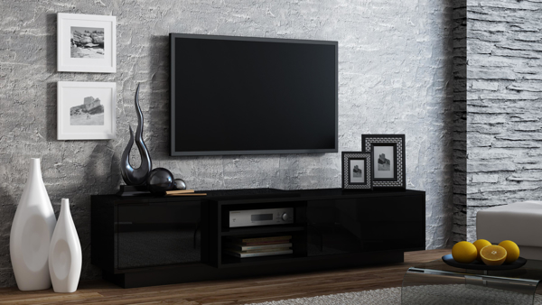 Kép Cama TV cabinet SIGMA1 180 black/black gloss