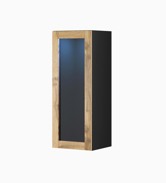 Kép Cama cabinet VIGO ''90'' glass 90/35/32 black/wotan oak