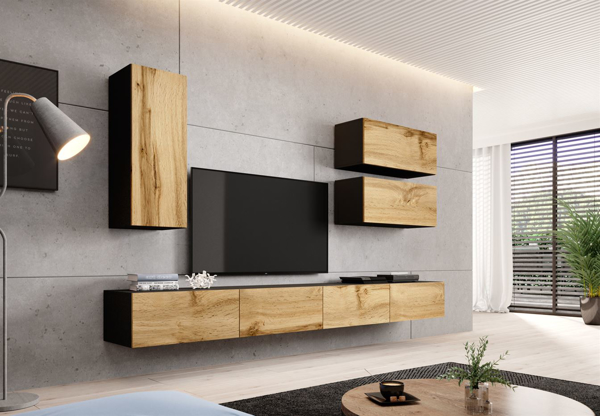 Kép Cama living room cabinet set VIGO 13 black/wotan oak
