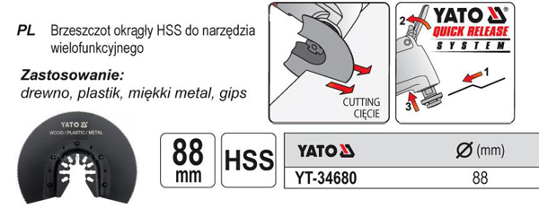 Kép YATO Fűrészlap multifunkciós géphez HSS 34680 (YT-34680)
