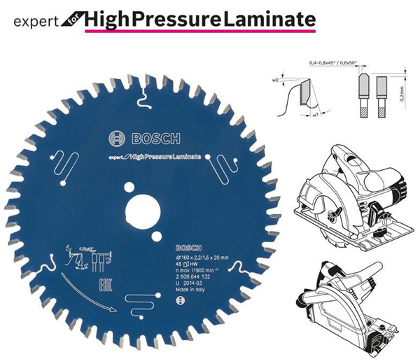 Kép BOSCH körfűrészlap HIGH PRESSURE LAMINATE EXPERT 190x30mm 56-Z (2608644135)