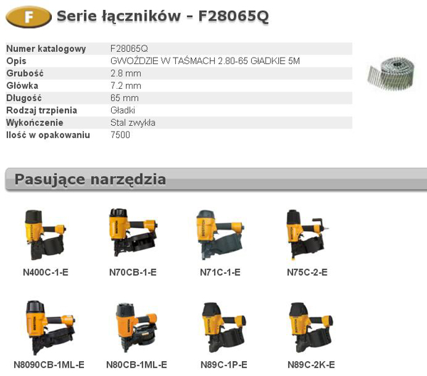 Kép BOSTITCH NAILS F 2.80 x 65mm 7500 Db. F28065Q (F28065Q)
