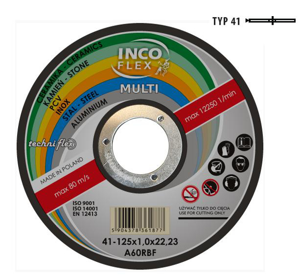 Kép INCOFLEX UNIVERSAL DISC FÉM / PVC / CONCRETE 125 x 1.0mm MULTI (M415-125-1.0-22A60Rm)