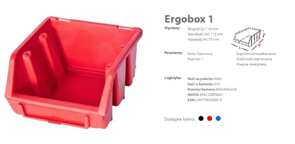 Kép PATROL ERGOBOX 1 RED, 116 x 112 x 75mm (ERG1CZEPG001)