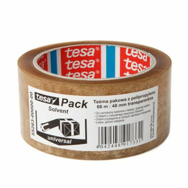 Kép TESA Packaging tape SOLVENT 66m: 48mm, transparent (55263-00000-00)