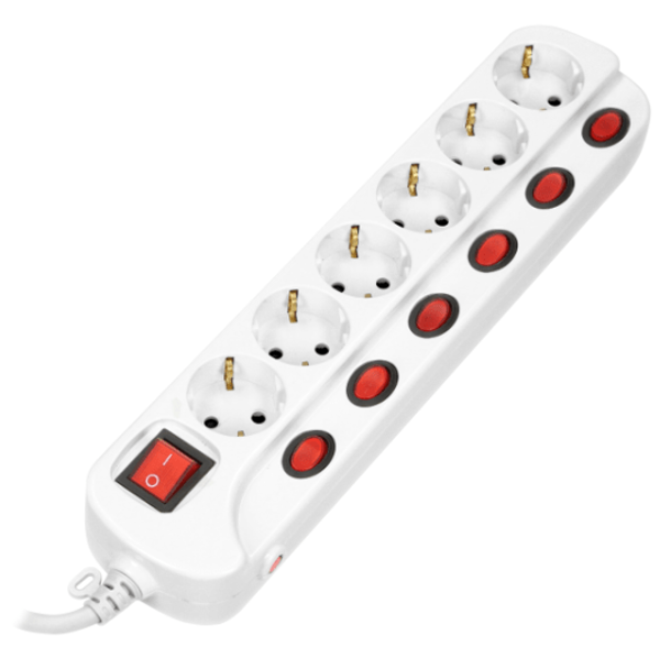 Kép ORNO SURGE PROTECTOR 6x MULTISWITCH OUTLETS CABLE 1.5m (OR-AE-13162-1.5M)