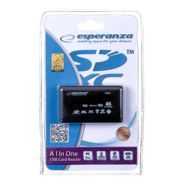 Kép Kártyaolvasó Esperanza EA117 (External, Memory Stick Duo, MicroSD (by adapter), MMC, SD, SDHC, SDXC)