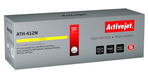 Kép Activejet ATH-412N toner for HP printer, HP 305A CE412A replacement, Supreme, 2600 pages, yellow (ATH-412N)