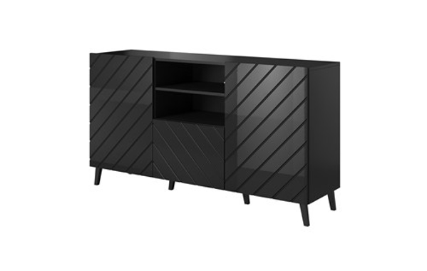 Kép ABETO chest of drawers 150x42x82 gloss black/black (ABETO KOM150 CZ)