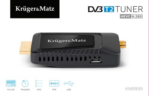 Kép KRUGER & MATZ mini Tuner DVB-T2 H.265 HEVC KM9999 (KM9999)