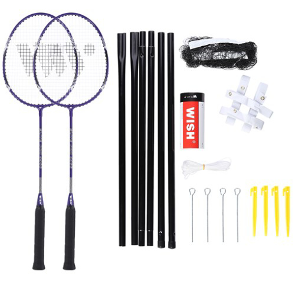 Kép Wish Alumtec badminton racket set 4466 2 purple rackets + 3 shuttlecocks + net + lines (14-20-031)