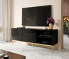 Kép ABETO RTV cabinet on golden steel frame 150x42x60 black/gloss black (ABETORTV15+ST C)
