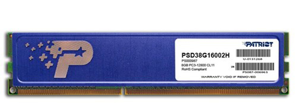 Kép Patriot Memory DDR3 8GB PC3-12800 (1600MHz) DIMM Memória modul 1 x 8 GB 1600 MHz (PSD38G16002H)