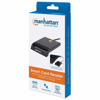 Kép Manhattan USB-A Contact Smart Card Reader, 12 Mbps, Friction type compatible, External, Windows or Mac, Cable 105cm, Black, Blister (102049)